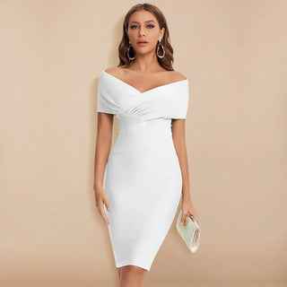 Off-Shoulder V-Neck Bandage Dress