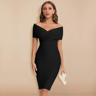 Off-Shoulder V-Neck Bandage Dress