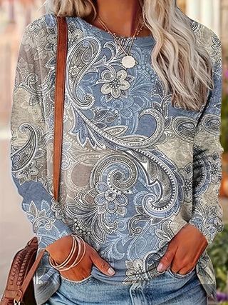 Casual Long Sleeve Floral T-Shirt for Women