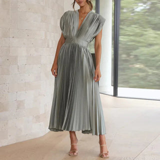 Women’s Modern V-Neck Sleeveless Dress – Chic Day-to-Evening Style