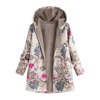 Vintage-Inspired Printed Jacket with Front Pockets