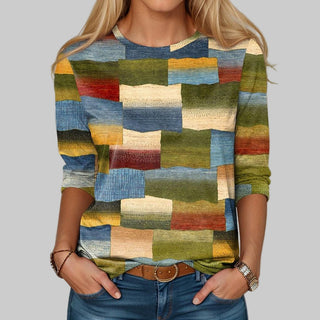 Multicolor Block Crew-Neck Tee – Loose Fit for Everyday Statement