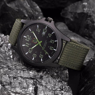 Robust Military-Style Watch with Illuminated Dial