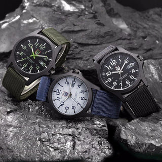 Robust Military-Style Watch with Illuminated Dial
