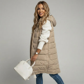 Women’s Long Hooded Bodywarmer