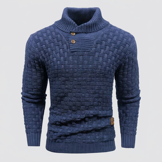 Men’s High‑Neck Button‑Front Thick Knit Sweater