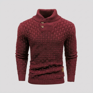 Men’s High‑Neck Button‑Front Thick Knit Sweater