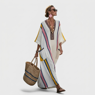 Women’s V‑Neck Loose Maxi Dress