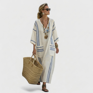Women’s V‑Neck Loose Maxi Dress