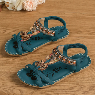 Open Toe Beach Sandals Microfiber Round Toe Elastic Band
