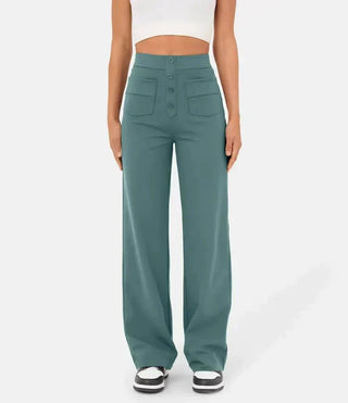 Women's High Waist Straight Leg Elastic Casual Pants