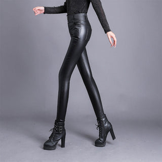 Women’s Stylish High‑Waist PU Leather Pants