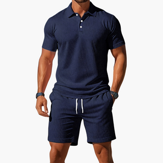 Men's Polo Shirt Shorts Casual Set