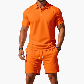 Men's Polo Shirt Shorts Casual Set