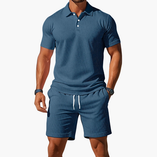 Men's Polo Shirt Shorts Casual Set
