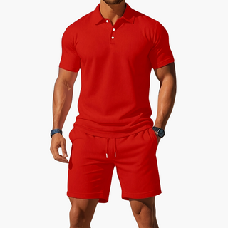 Men's Polo Shirt Shorts Casual Set