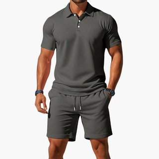 Men's Polo Shirt Shorts Casual Set