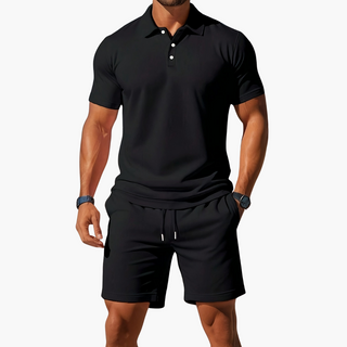 Men's Polo Shirt Shorts Casual Set
