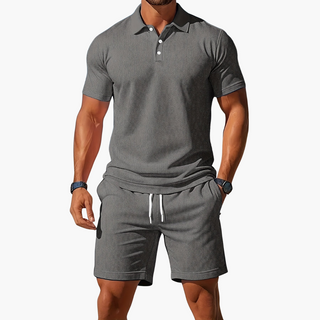 Men's Polo Shirt Shorts Casual Set