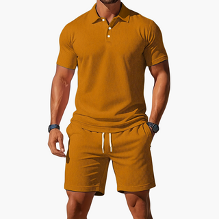 Men's Polo Shirt Shorts Casual Set