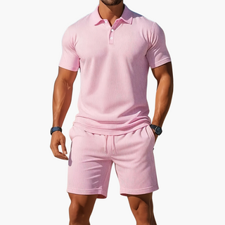 Men's Polo Shirt Shorts Casual Set